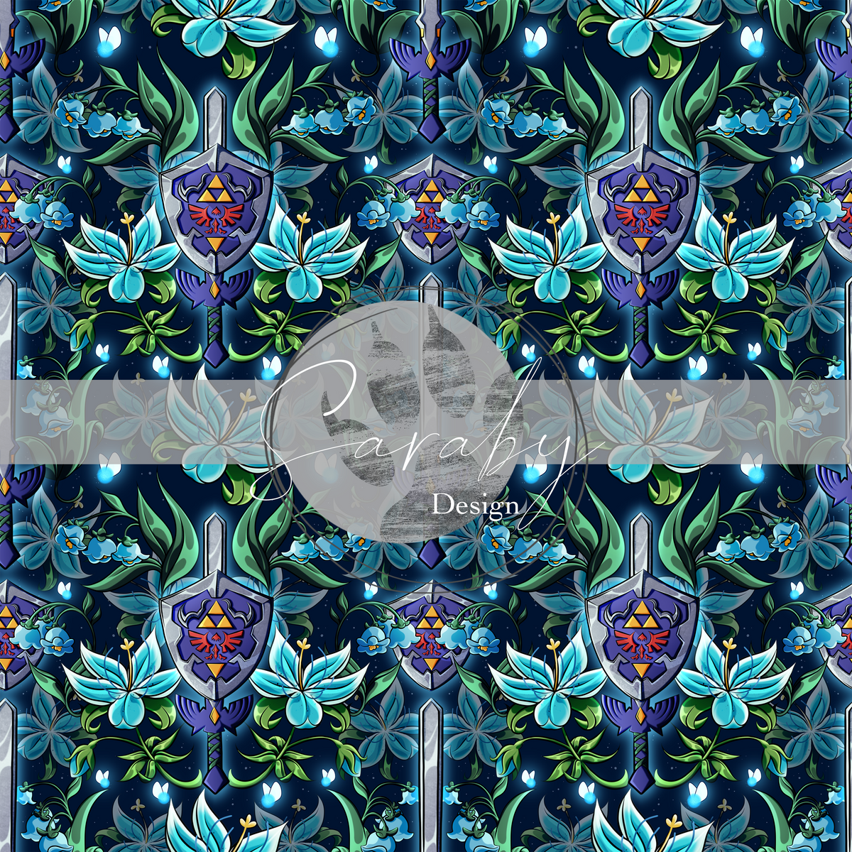 Couverture de luxe minky/fourrure Simple - Bouclier et fleurs
