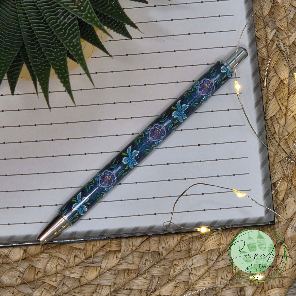 Crayon à l'encre - Bouclier et fleur