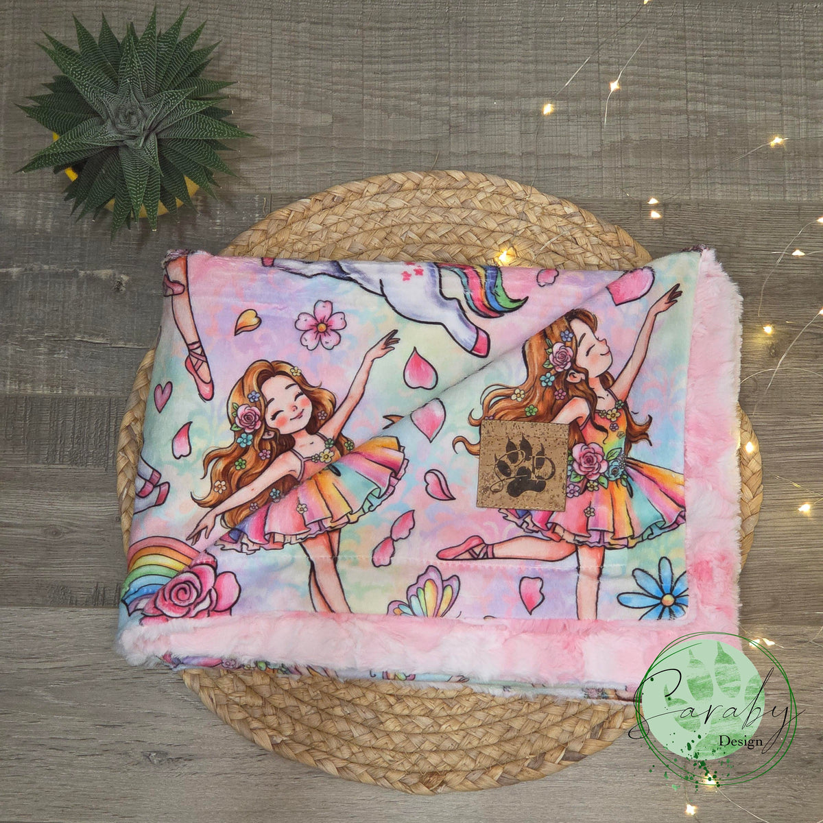 Couverture de luxe minky/fourrure Mini - Ballerines et licornes