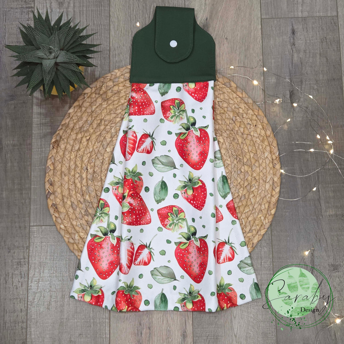 Serviette à main - Fraises (vert)